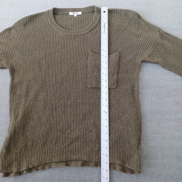 Madewell Thompson Pocket Pullover Sweater Army Green Womens Large Comfy Cozy - Picture 4 of 9